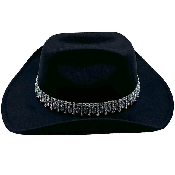 6566 Shiny Rhinestone Women\'s Cowgirl Hat Western Cowboy Retro Panama main image 6